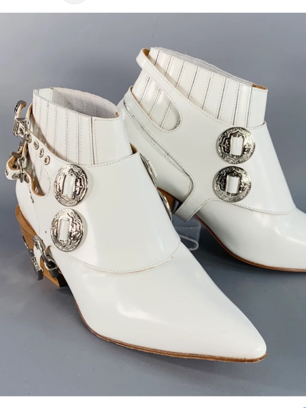 Toga Pulla White Harness Ankle Boots Western 37